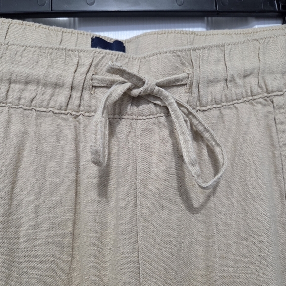 Gap Linen Blend Khaki Beige Tan Pull-on Wide Leg Pants Size Large Summer Beach - Picture 6 of 11